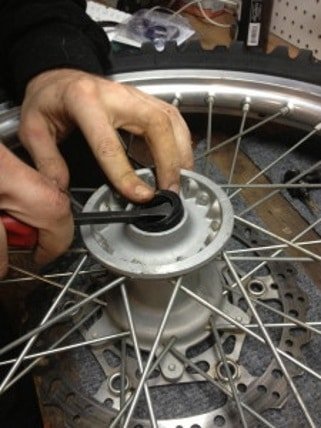 A dirt bike bad wheel bearings