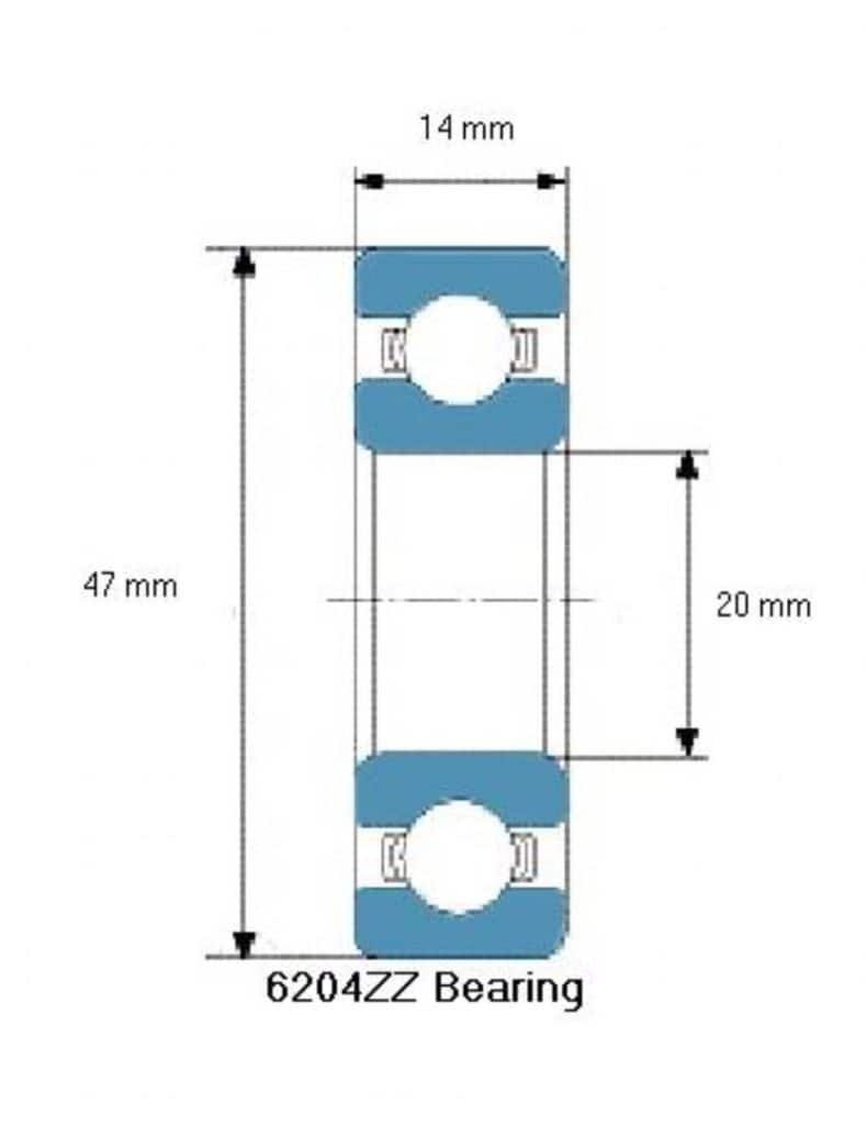 ball bearing 6204 dimensions